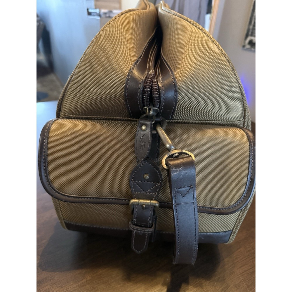 Polo Ralph Lauren Vintage Duffle/ Weekender Bag In Brown Canvas With Leather - Picture 5 of 16